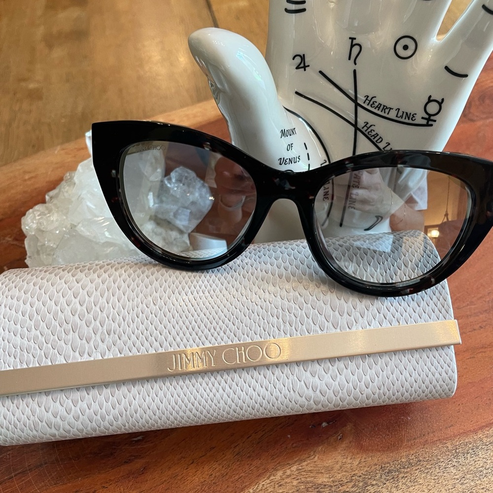 Jimmy Choo Black Glossy Cat-Eye Sunglasses